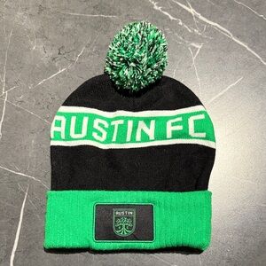 Black and Green Pom Beanie